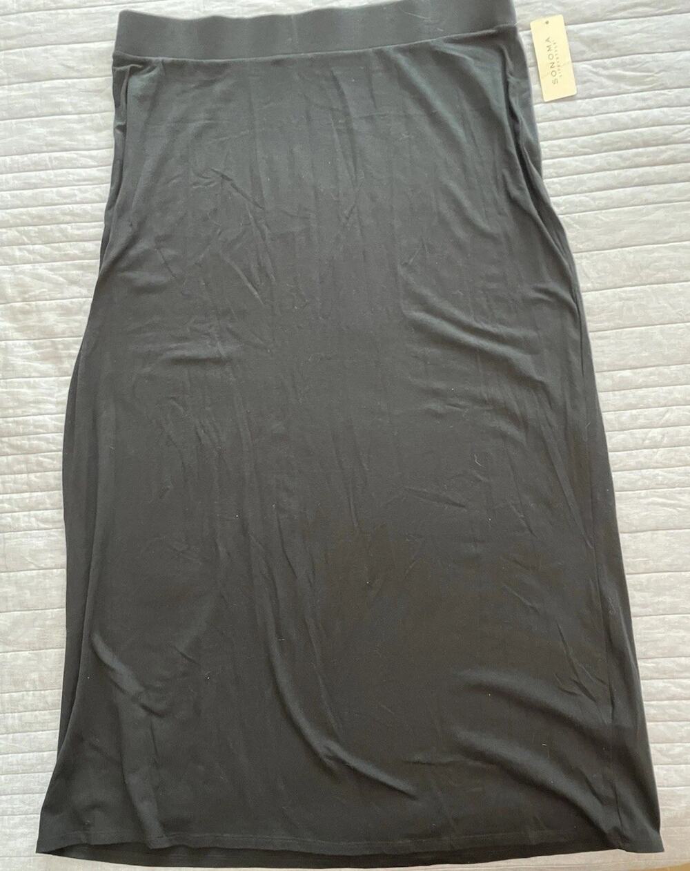 Sonoma Women Black Maxi Long Soft Skirt Size XL New w/Tag F8